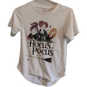 Disney Hocus Pocus Juniors Graphic T-Shirt Ivory Size Extra Small Halloween